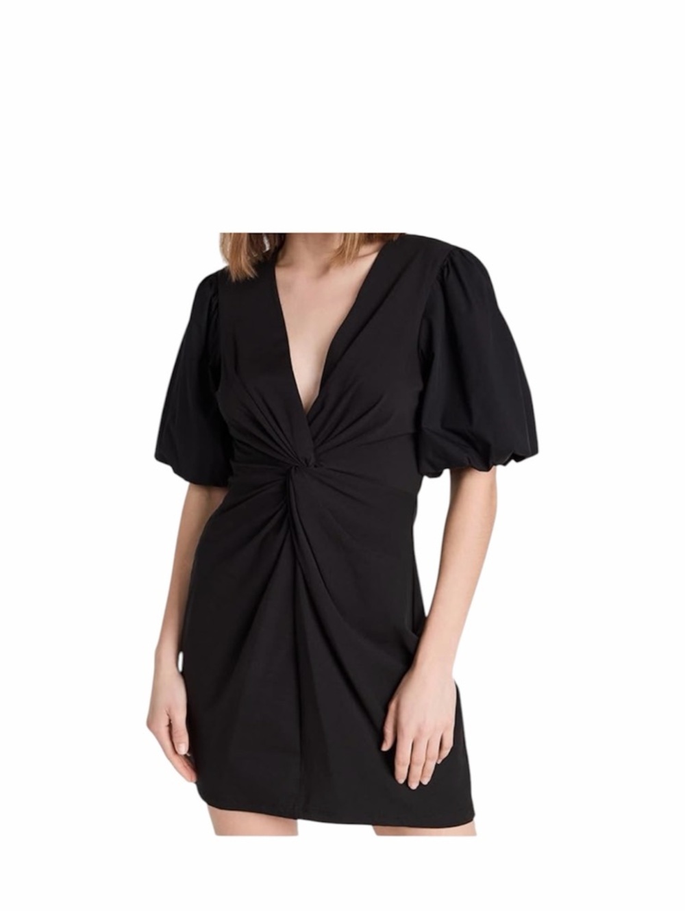 Black Twist-Front Puff Sleeve Dress Size L